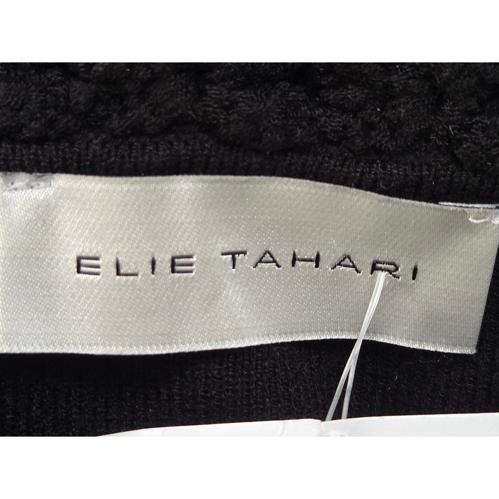 Elie Tahari The Erika Sweater Dress Knit Pleated Womens M Black NWOT $325 - Picture 6 of 8